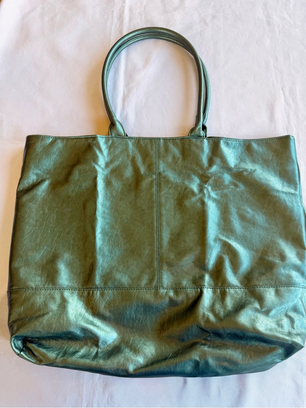 Saks Fifth Avenue Jane Large Metallic Green Teal Tote